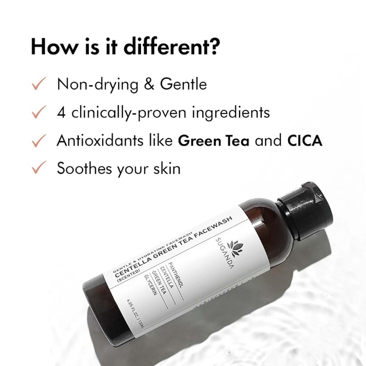 Suganda Centella Green Tea Facewash - Hydrating & Soothing Cleanser (Unscented)