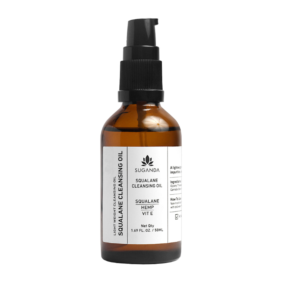 Suganda Squalane Cleansing Oil Removes Makeup & Sunscreen, with Squalane, Hemp & Vitamin E
