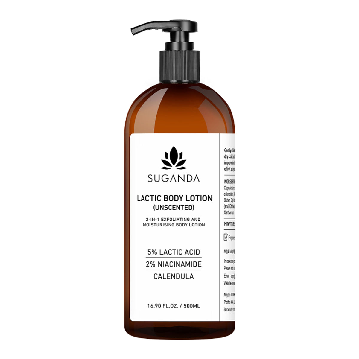 Suganda Lactic Body Lotion with 5% LA, Improves Skin Texture + Reduce Strawberry Legs (Unscented)