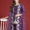Dhiyona IE Floral Embroidered Thread Work Kurta With Trousers & Dupatta