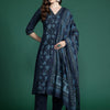 Dhiyona IE Floral Printed Panelled Pure Cotton Kurta with Trousers & With Dupatta