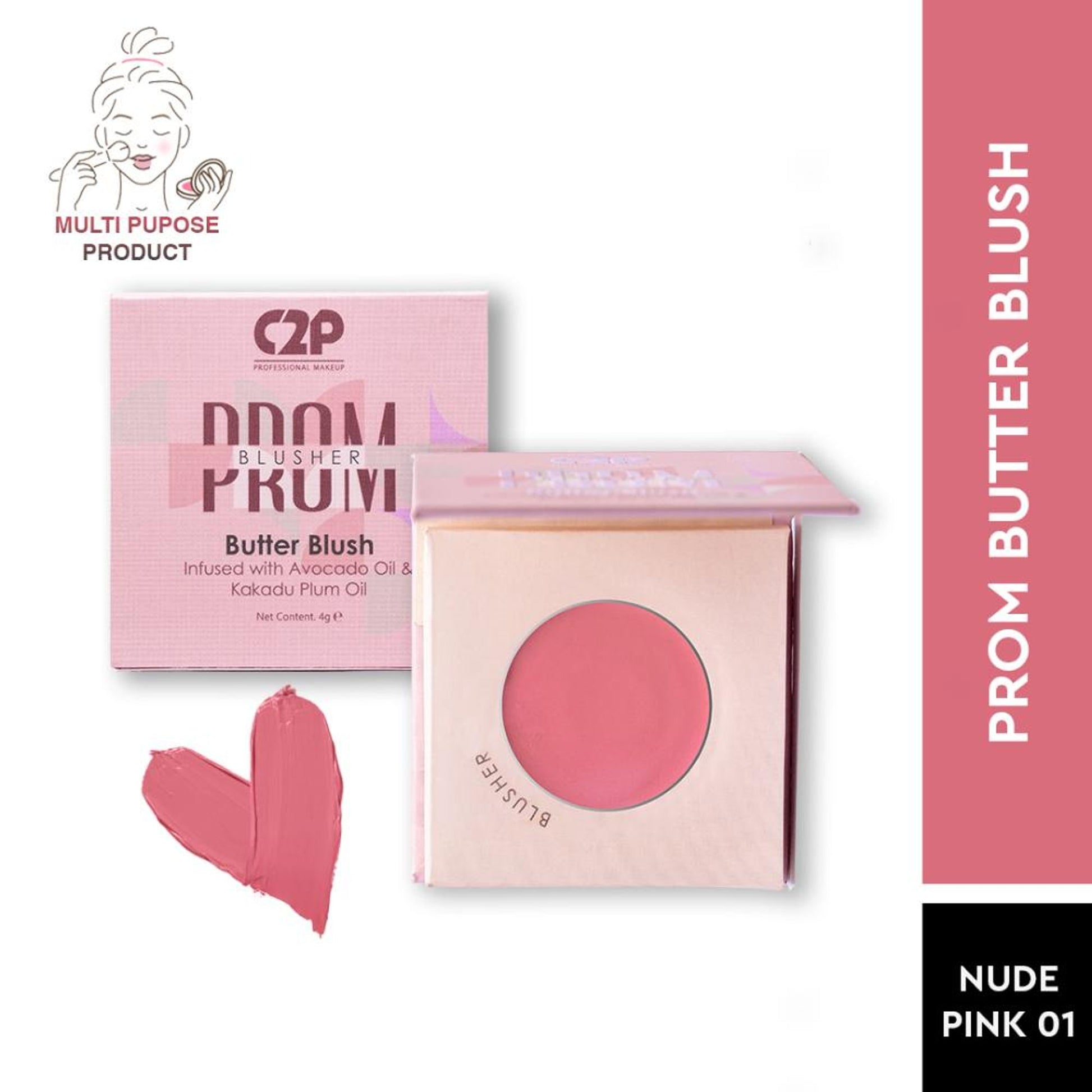 C2P Pro Prom Butter Blush Ultra HD Creamy Matte Finish - She's That Girl 01