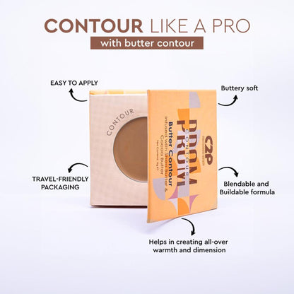 C2P Pro Prom Butter Contour Ultra HD creamy matte finish in Mocha 02, showcasing the smooth, rich contour cream in a compact container.