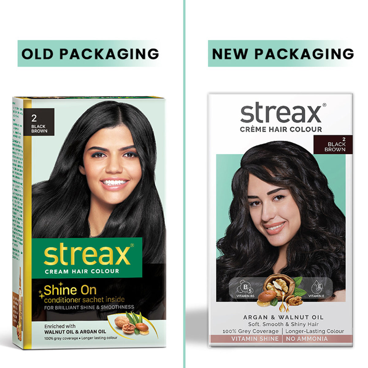 Streax Cream Hair Colour With 100% Grey Coverage & No Ammonia - 2 Black Brown