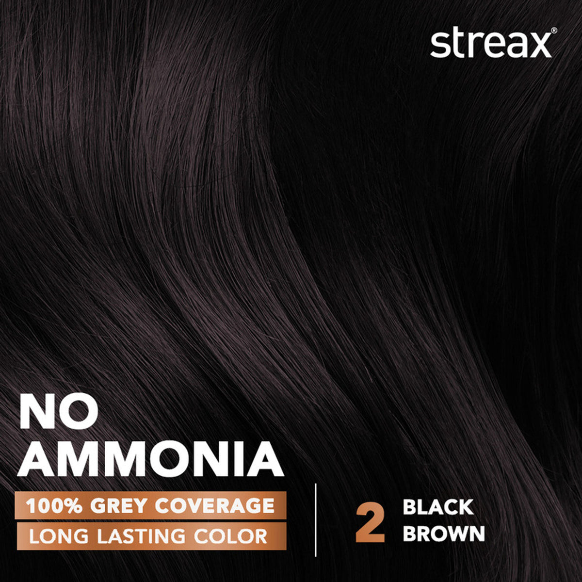 Streax Cream Hair Colour With 100% Grey Coverage & No Ammonia - 2 Black Brown