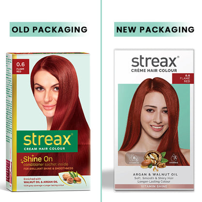 Streax Cream Hair Colour With 100% Grey Coverage & No Ammonia - 0.6 Flame Red