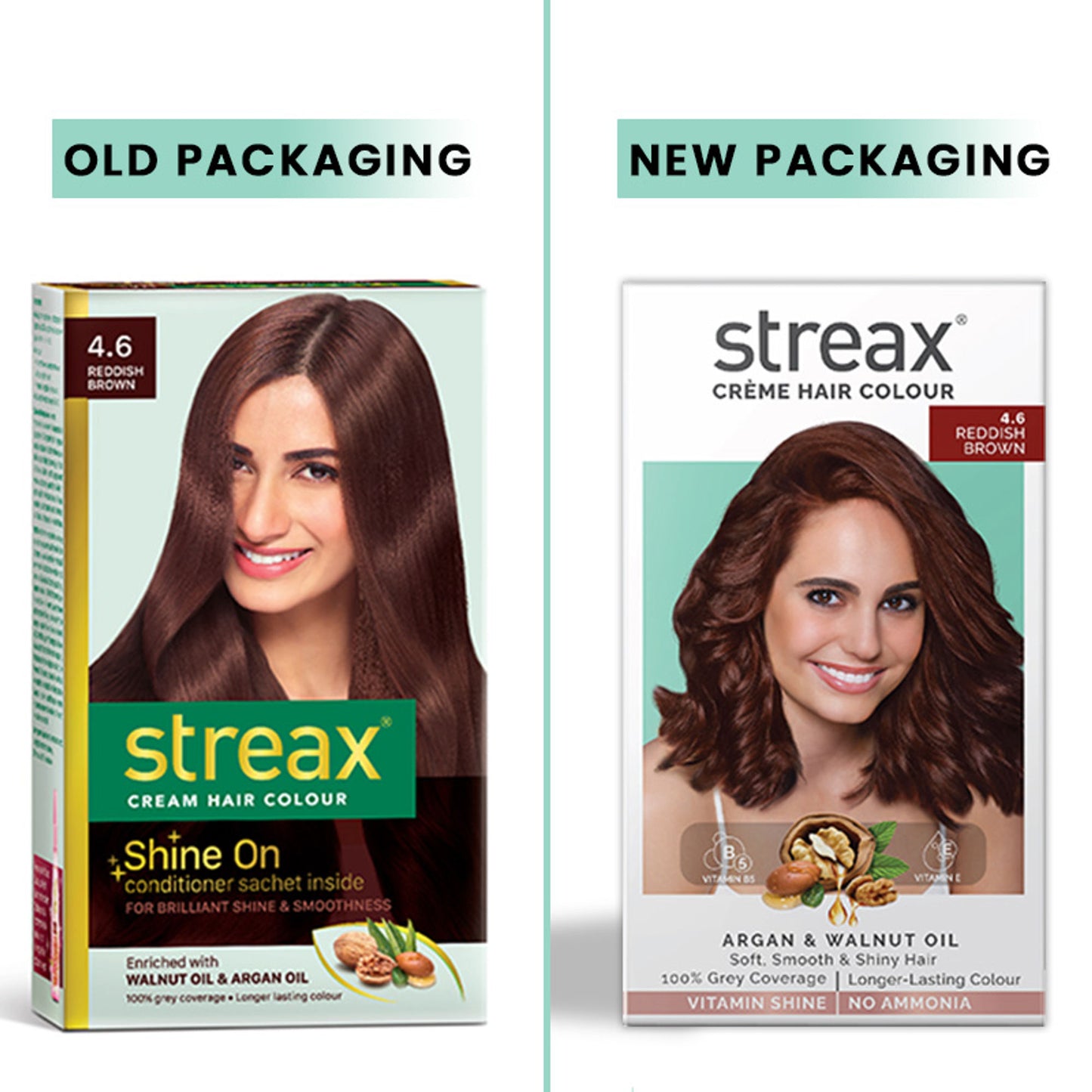 Streax Cream Hair Colour With 100% Grey Coverage & No Ammonia - 4.6 Reddish Brown
