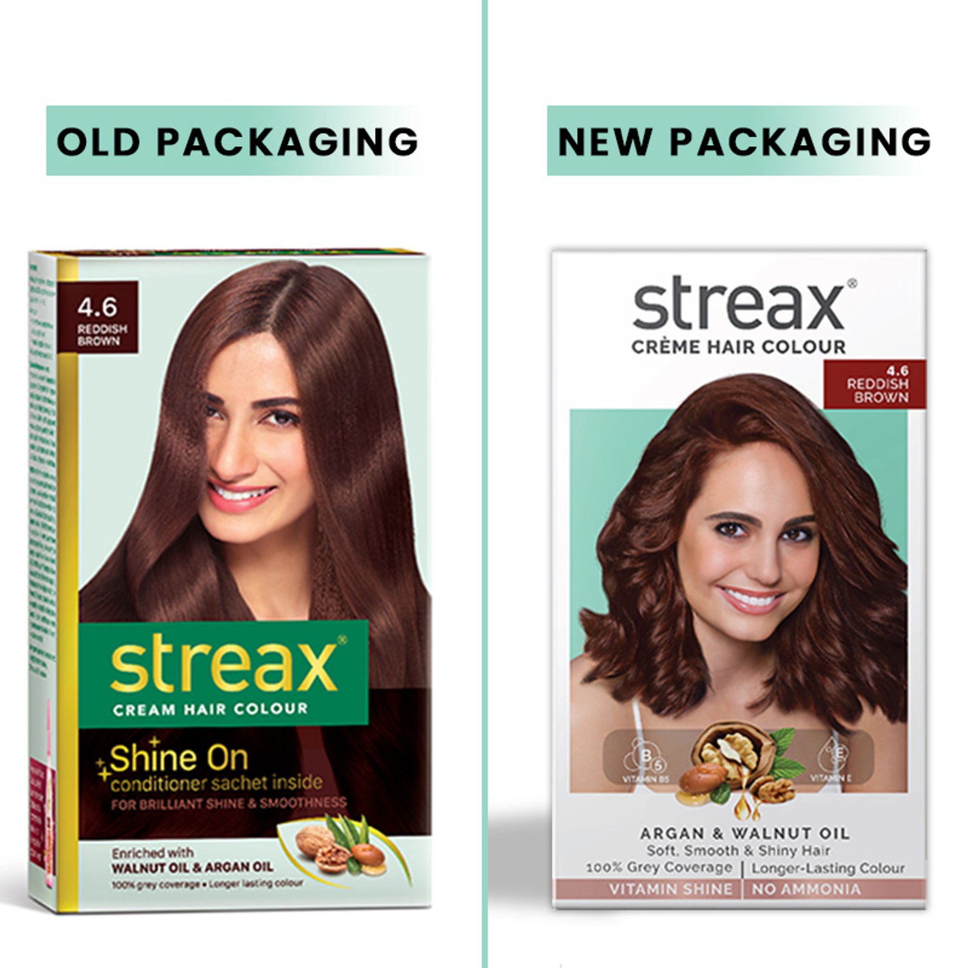 Streax Cream Hair Colour With 100% Grey Coverage & No Ammonia - 4.6 Reddish Brown