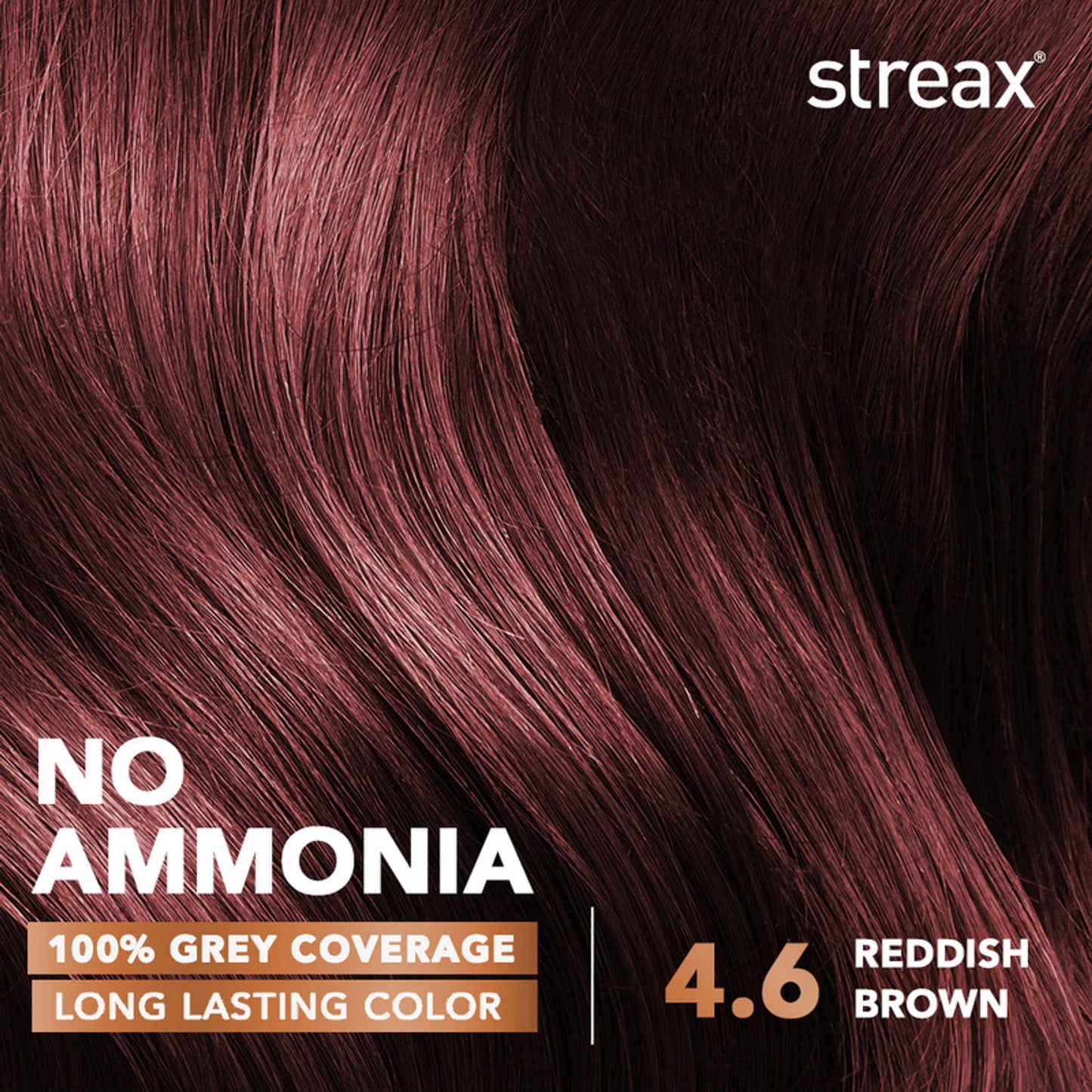 Streax Cream Hair Colour With 100% Grey Coverage & No Ammonia - 4.6 Reddish Brown