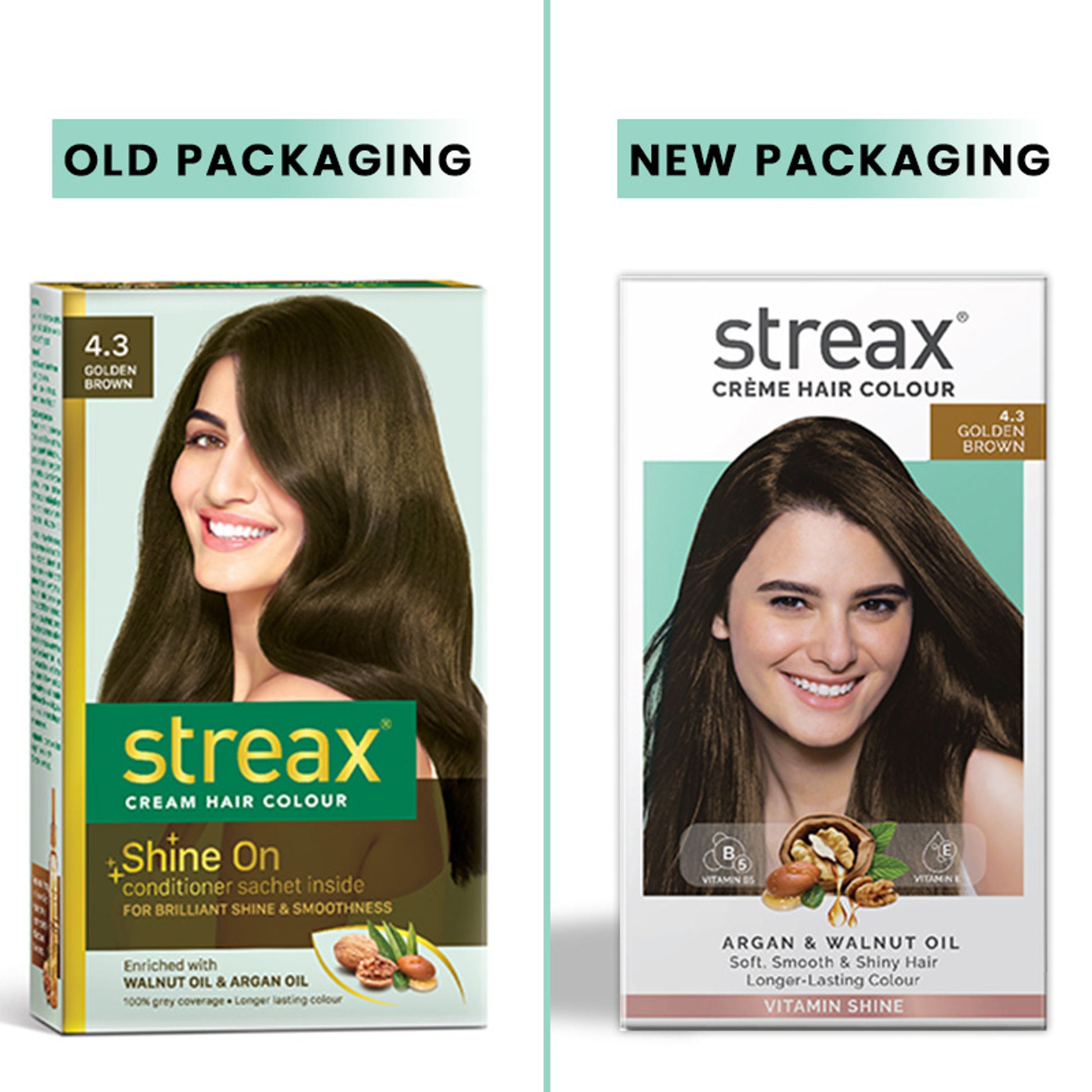 Streax Cream Hair Colour With 100% Grey Coverage & No Ammonia - 4.3 Golden Brown