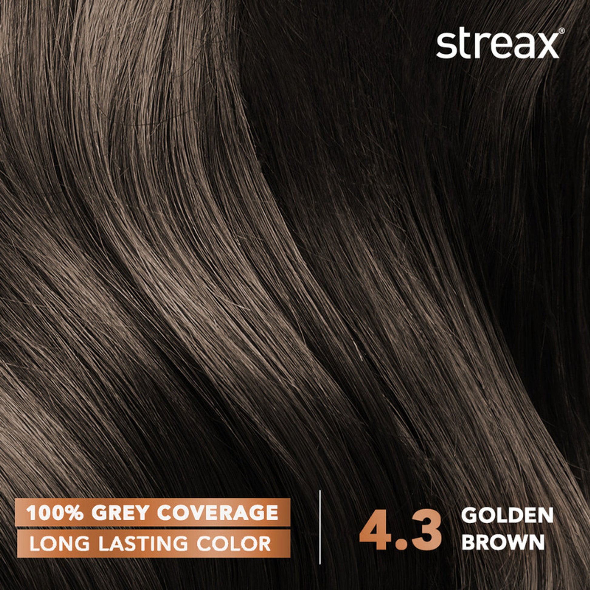 Streax Cream Hair Colour With 100% Grey Coverage & No Ammonia - 4.3 Golden Brown