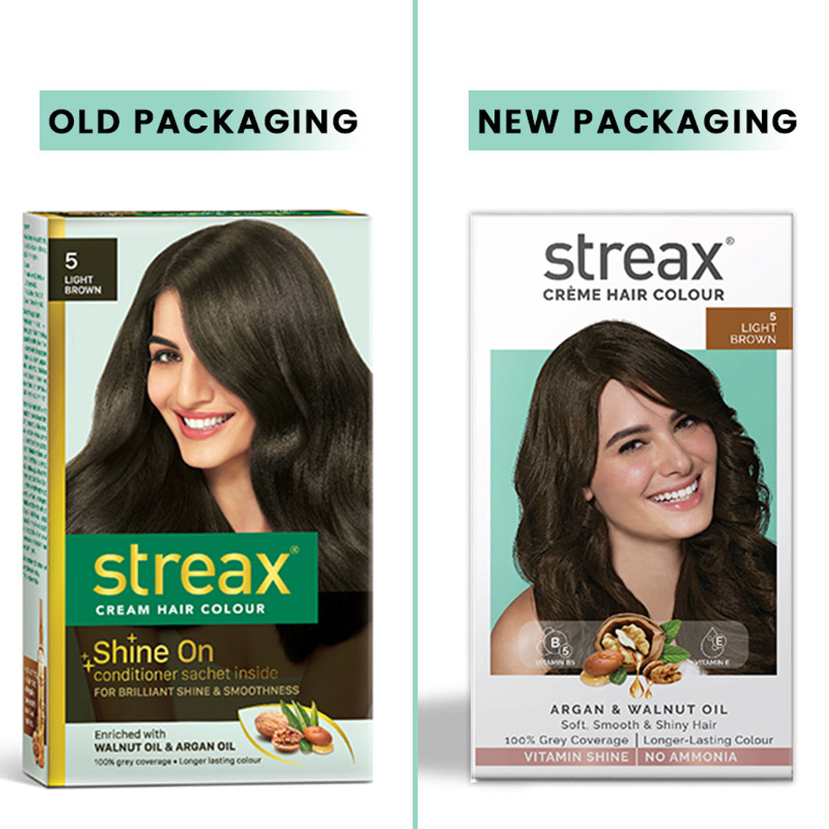 Streax Cream Hair Colour With 100% Grey Coverage & No Ammonia - 5 Light Brown