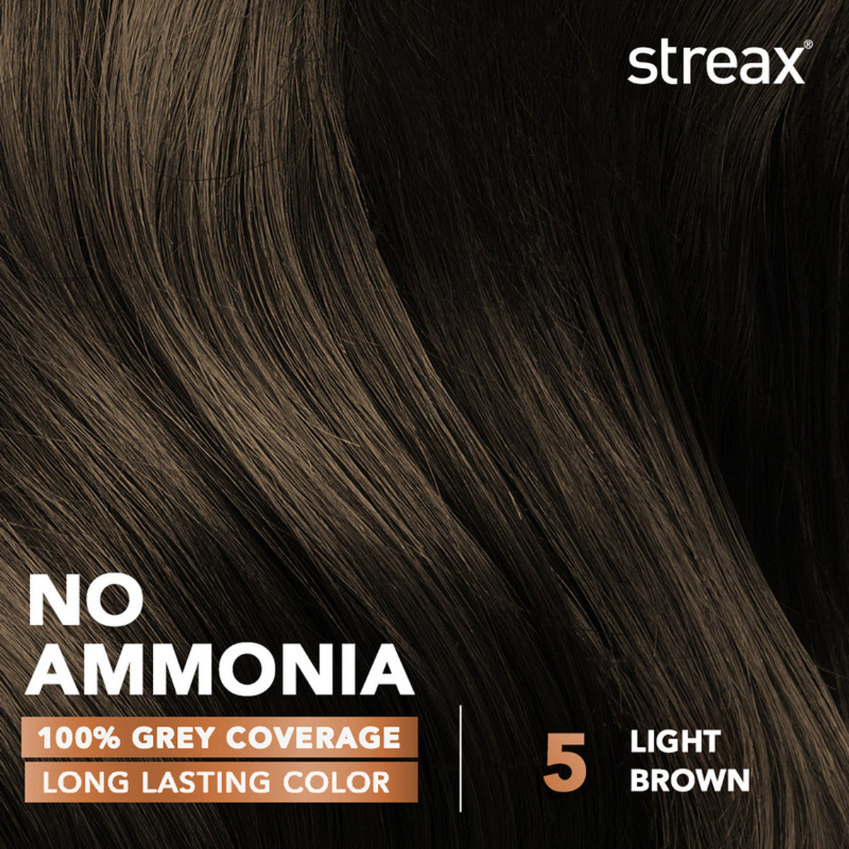Streax Cream Hair Colour With 100% Grey Coverage & No Ammonia - 5 Light Brown