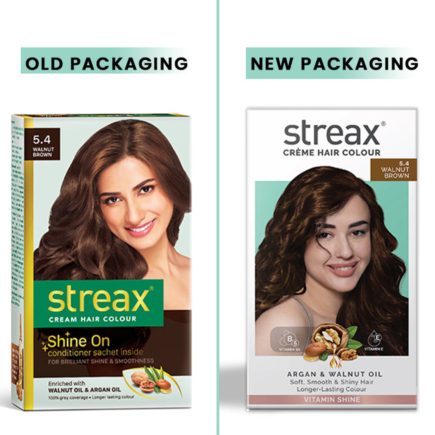 Streax Cream Hair Colour With 100% Grey Coverage & No Ammonia - 5.4 Walnut Brown