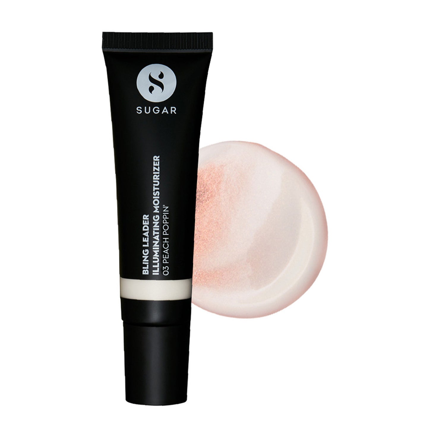 SUGAR Bling Leader Illuminating Moisturizer with Kojic Acid, Strobe Cream - 03 Peach Poppin' - Warm Peach with a Pearl Finish