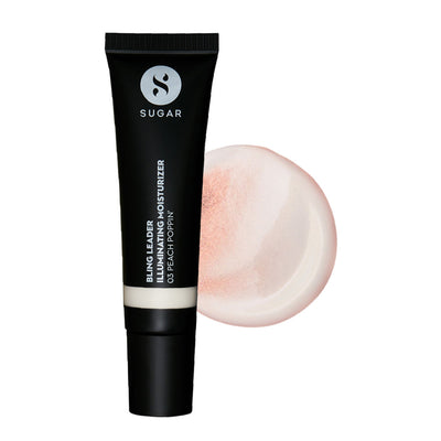 SUGAR Bling Leader Illuminating Moisturizer with Kojic Acid, Strobe Cream - 03 Peach Poppin' - Warm Peach with a Pearl Finish