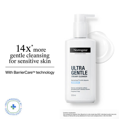 Neutrogena Ultra Gentle Creamy Face Cleanser Moisturizing Face Wash for Dry, Oily, Sensitive Skin