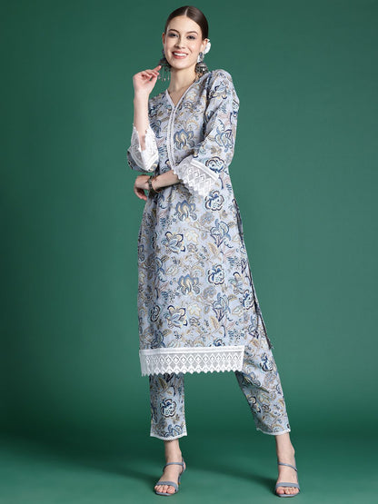 Indyancart IE Women Printed Pure Cotton Ethnic Co-Ords Set