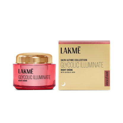 Lakme Glycolic Illuminate Night Cream With Glycolic Acid & 1% Niacinamide For Skin Barrier Repair