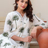 Dhiyona IE Floral Printed V-Neck Pure Cotton Kurta With Trousers