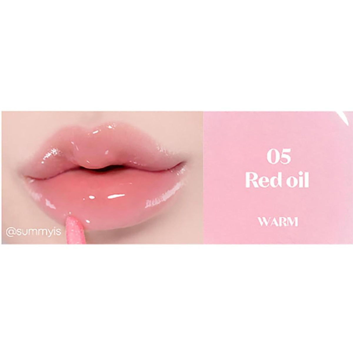 ETUDE Dear Darling Oil Tint in shade 05 Red, featuring a close-up of the vibrant red lip tint with glossy finish.