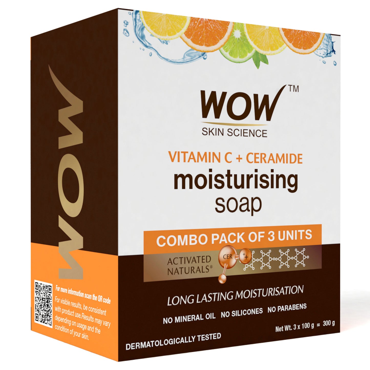 WOW Skin Science Vitamin C & Ceramide Moisturizing Soap - Pack of 3