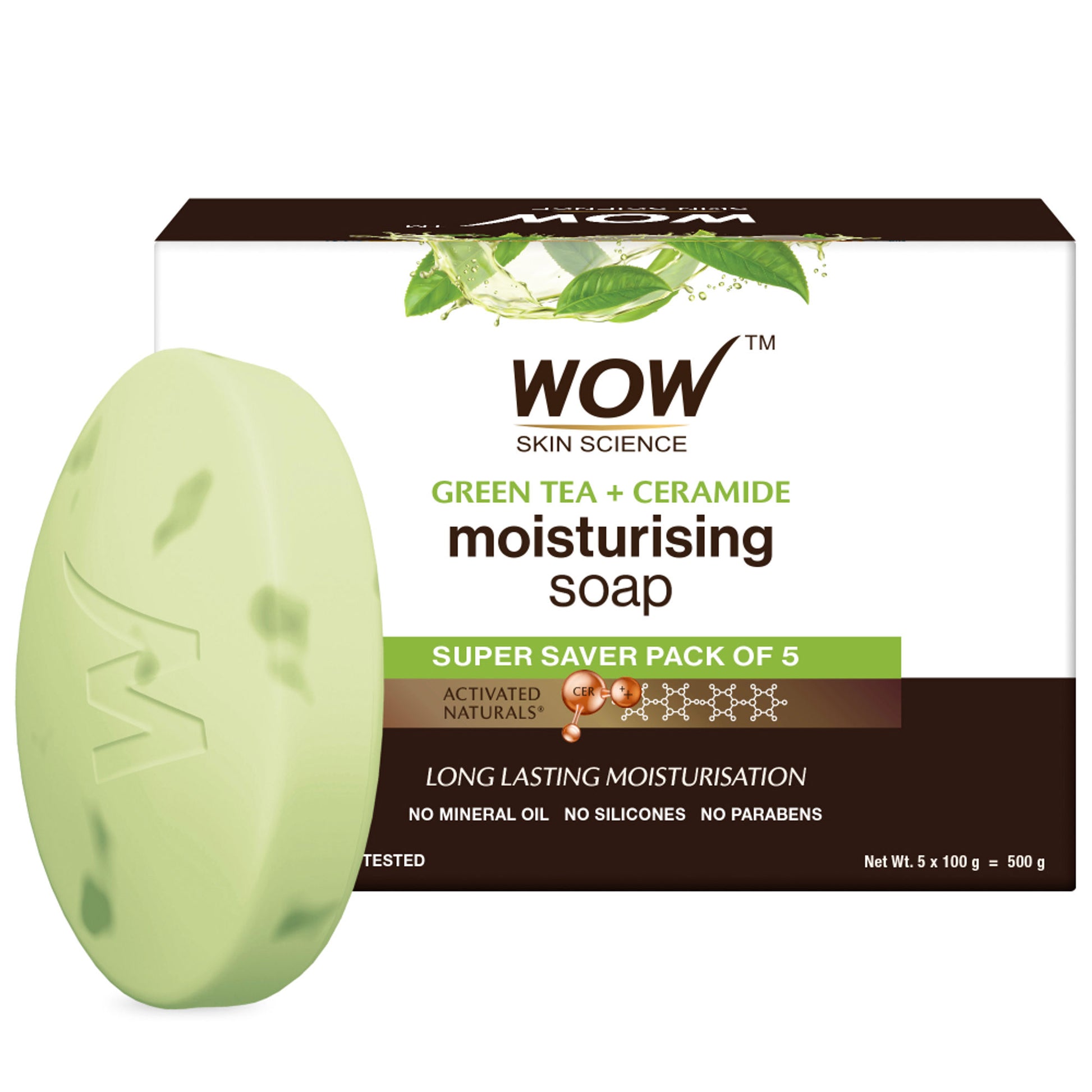 WOW Skin Science Green Tea & Ceramide Moisturizing Soap - Pack of 5