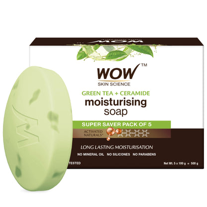 WOW Skin Science Green Tea & Ceramide Moisturizing Soap - Pack of 5