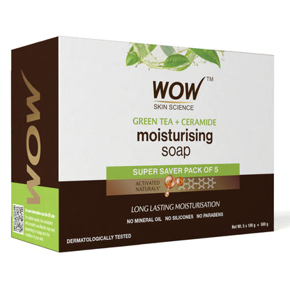 WOW Skin Science Green Tea & Ceramide Moisturizing Soap - Pack of 5