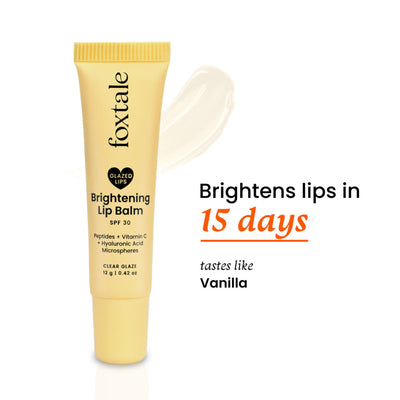 Foxtale Brightening Lip Balm with Peptides, Vitamin C & Hyaluronic Acid for Dry Lips & Pigmentation - Clear Glaze