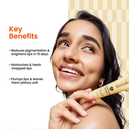 Foxtale Brightening Lip Balm with Peptides, Vitamin C & Hyaluronic Acid for Dry Lips & Pigmentation - Clear Glaze