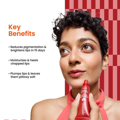 Foxtale Brightening Lip Balm with Peptides, Vitamin C & Hyaluronic Acid for Dry Lips & Pigmentation - Ruby Glaze