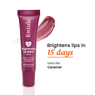 Foxtale Brightening Lip Balm with Peptides, Vitamin C & Hyaluronic Acid for Dry Lips & Pigmentation - Light Mauve Glaze