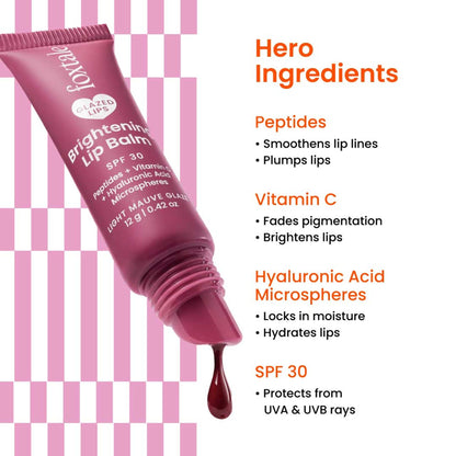 Foxtale Brightening Lip Balm with Peptides, Vitamin C & Hyaluronic Acid for Dry Lips & Pigmentation - Light Mauve Glaze