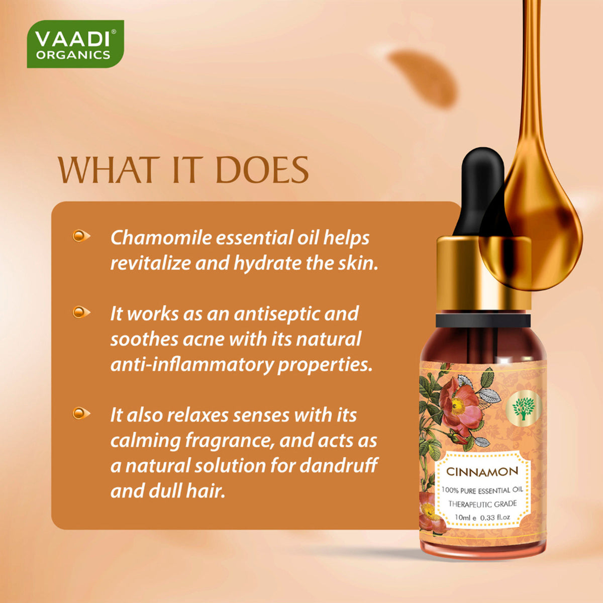 Vaadi Herbals Cinnamon 100% Pure Essential Oil Therapeutic Grade
