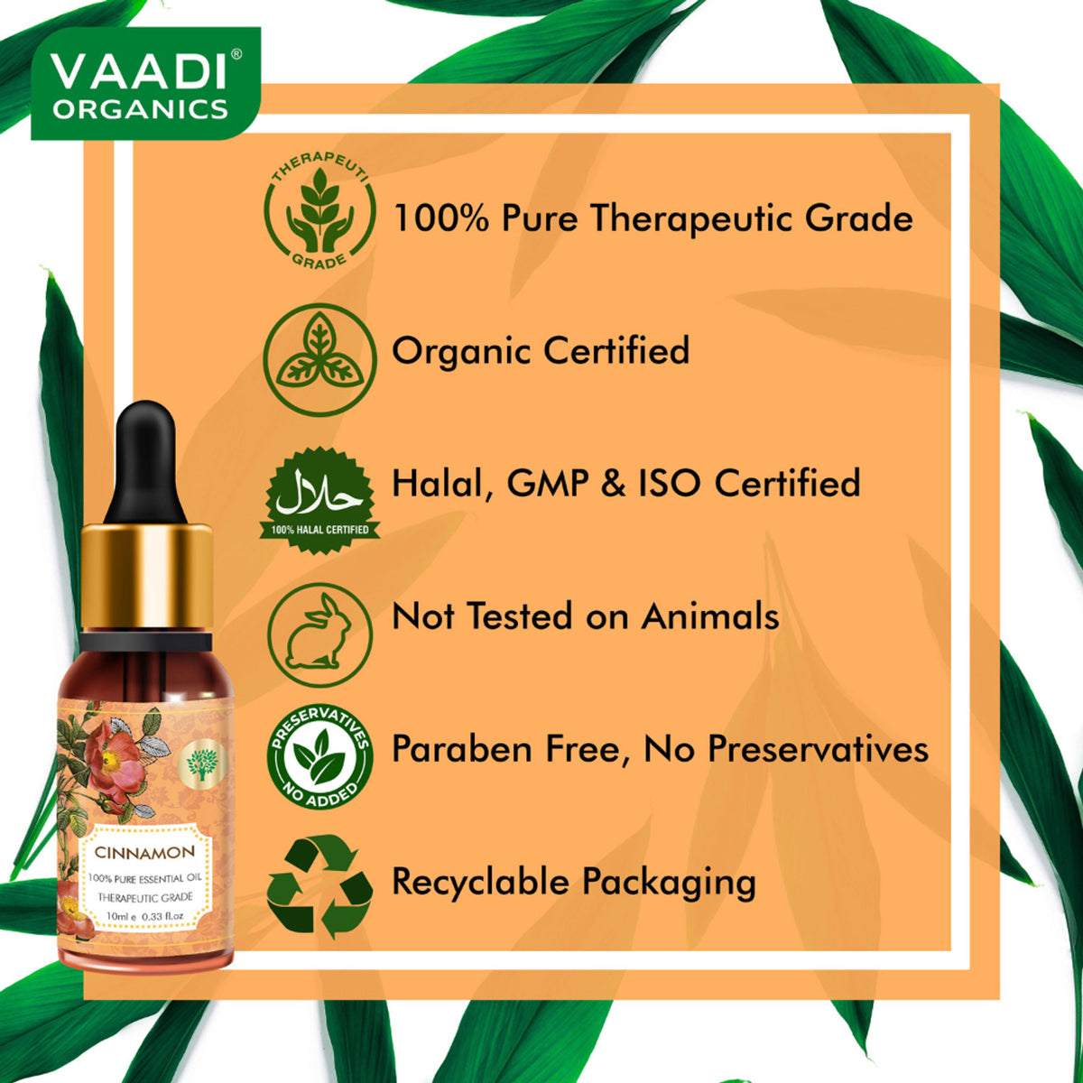 Vaadi Herbals Cinnamon 100% Pure Essential Oil Therapeutic Grade