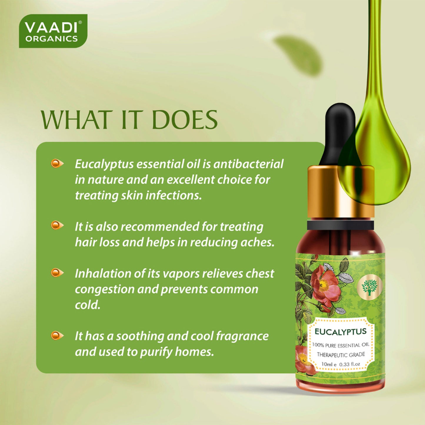 Vaadi Herbals Eucalyptus 100% Pure Essential Oil Therapeutic Grade