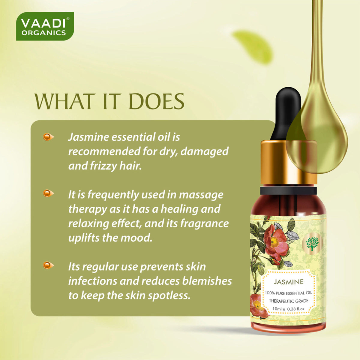 Vaadi Herbals Jasmine 100% Pure Essential Oil Therapeutic Grade