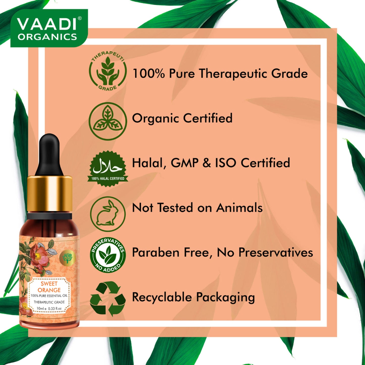 Vaadi Herbals Sweet Orange 100% Pure Essential Oil Therapeutic Grade