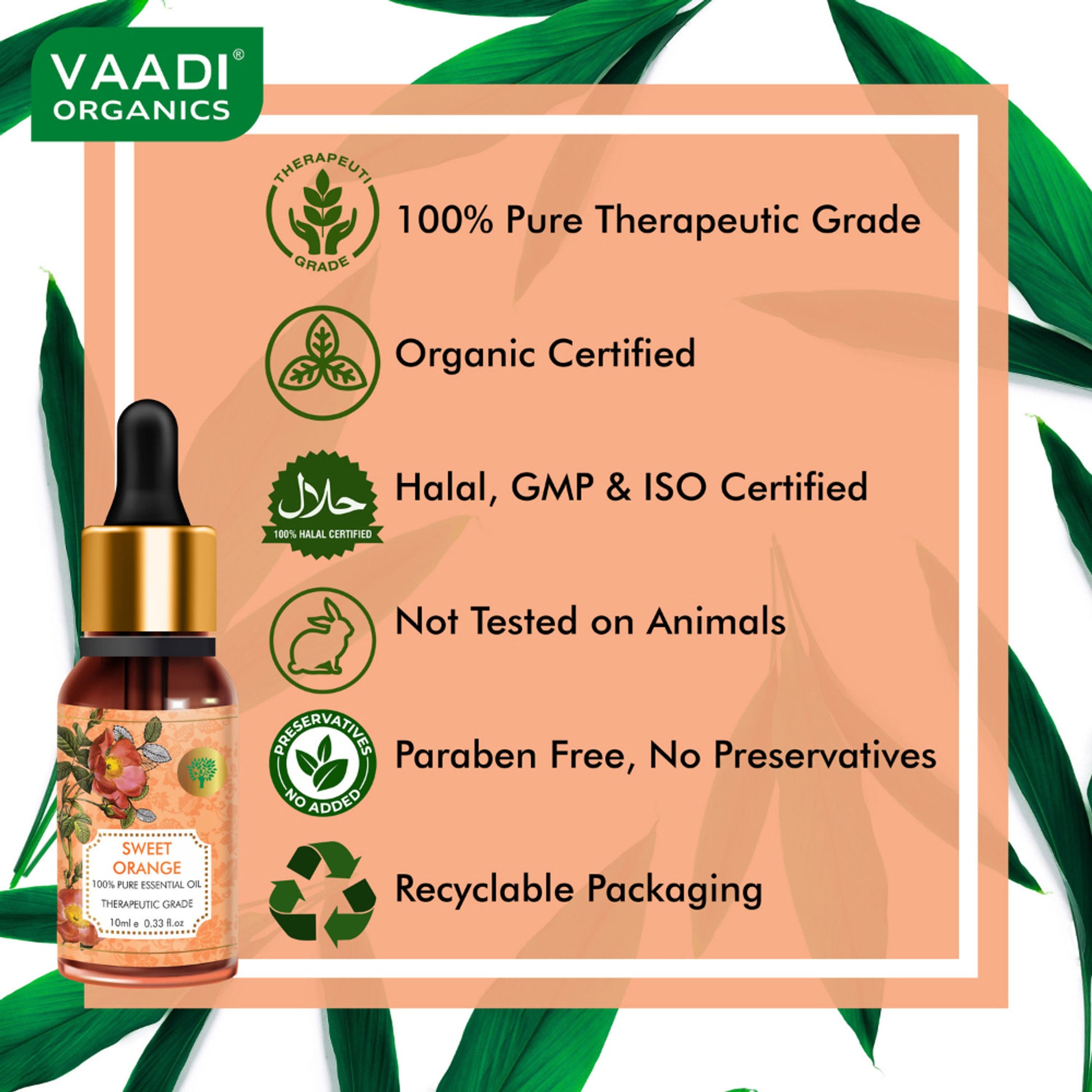 Vaadi Herbals Sweet Orange 100% Pure Essential Oil Therapeutic Grade