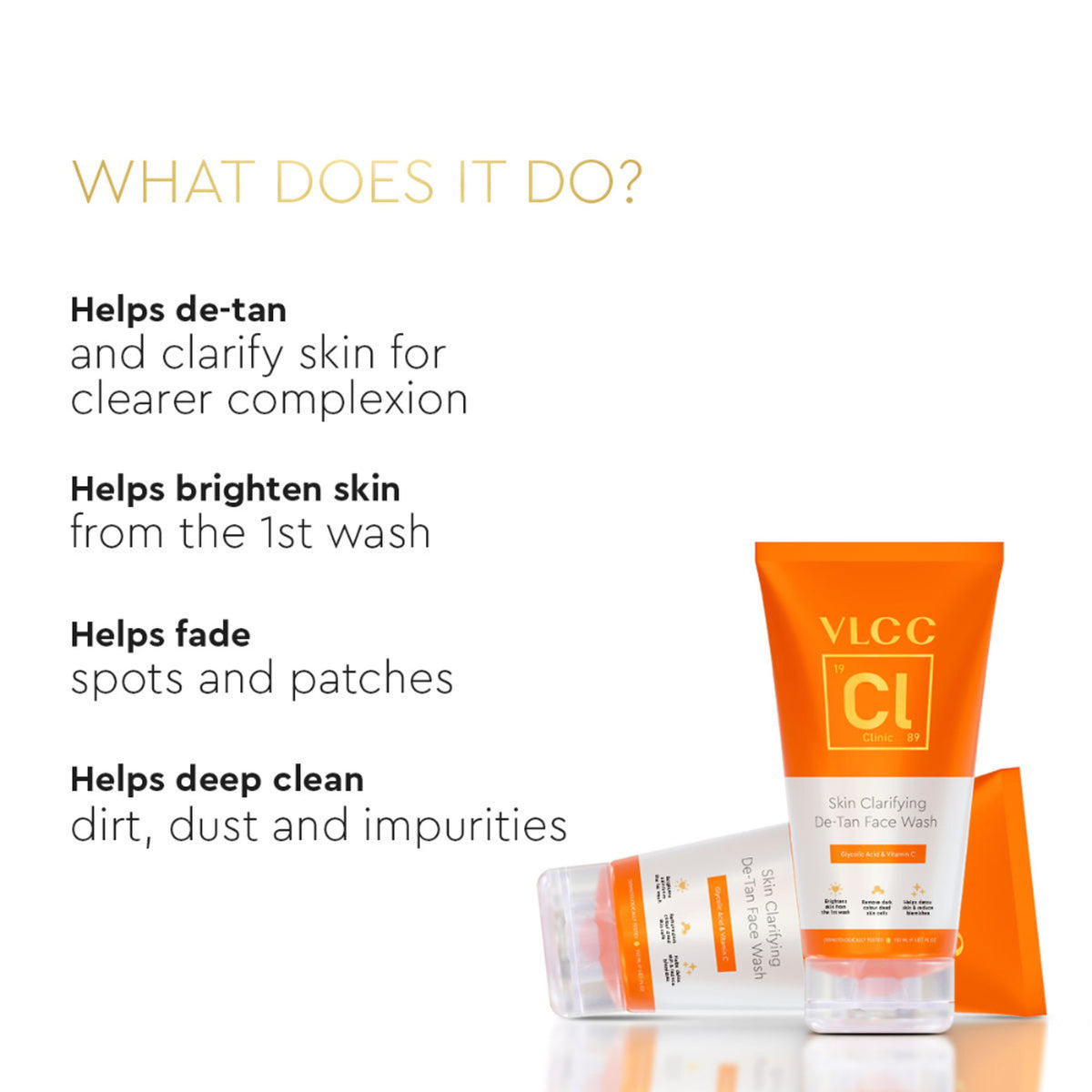 VLCC Clinic Skin Clarifying De-Tan Face Wash With Glycolic Acid (AHA), Vitamin C & Glycerine