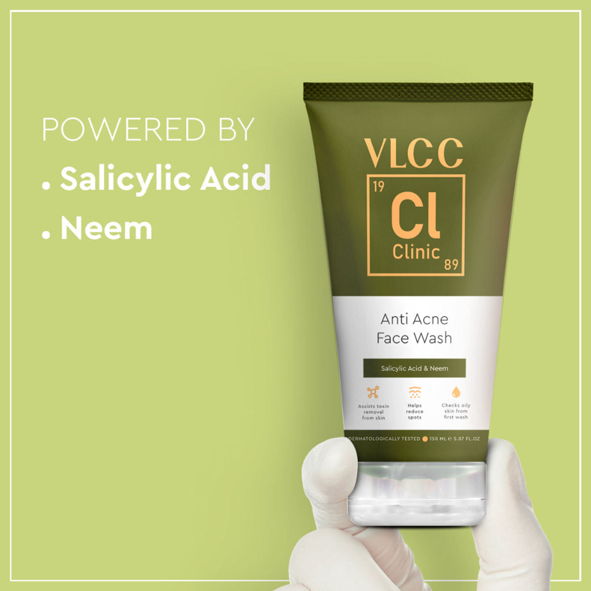 VLCC Clinic Anti Acne Face Wash With Salicylic Acid & Neem, Helps Reduce Spots & Checks Oil On Skin