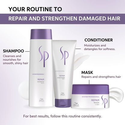System Professional Repair Shampoo For Damaged Hair, Strengthens Hair Structure