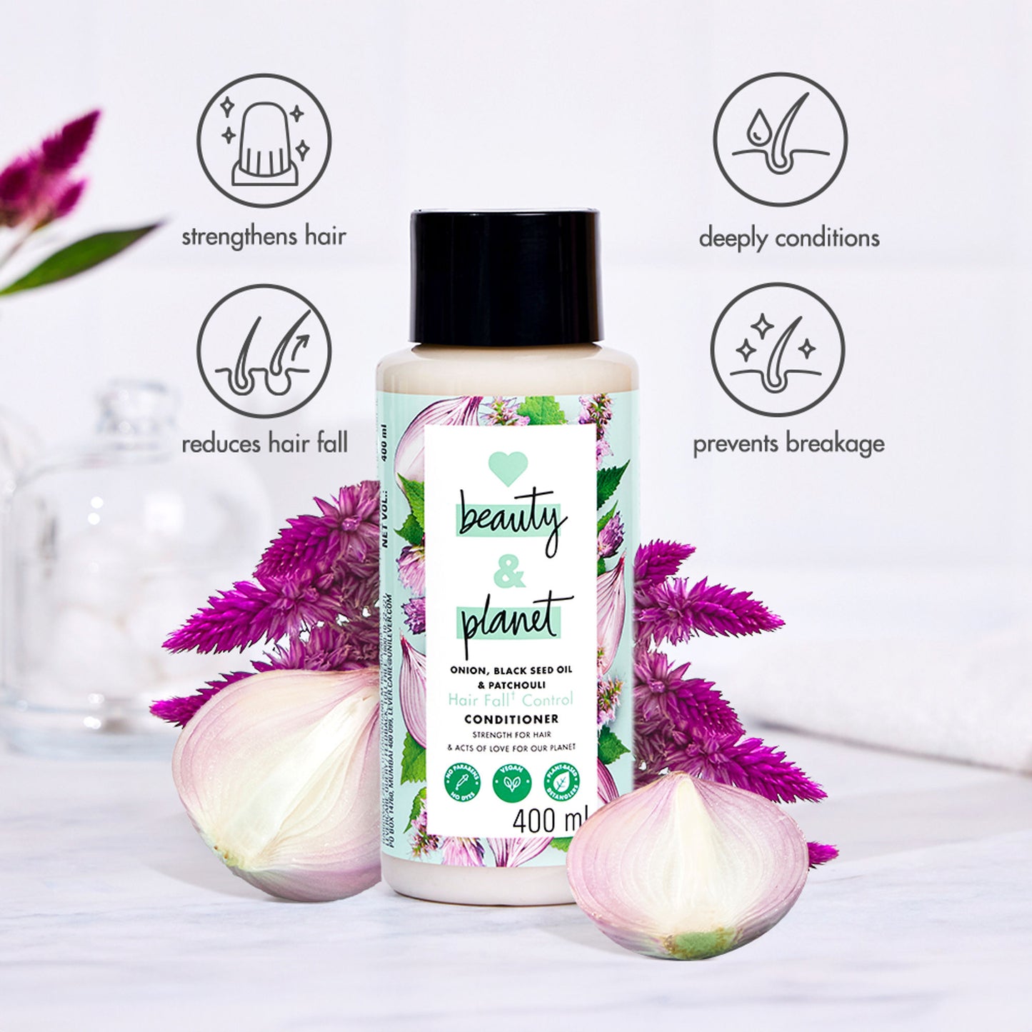 Love Beauty & Planet Onion, Black Seed & Patchouli Hairfall Control Sulphate Free Conditioner