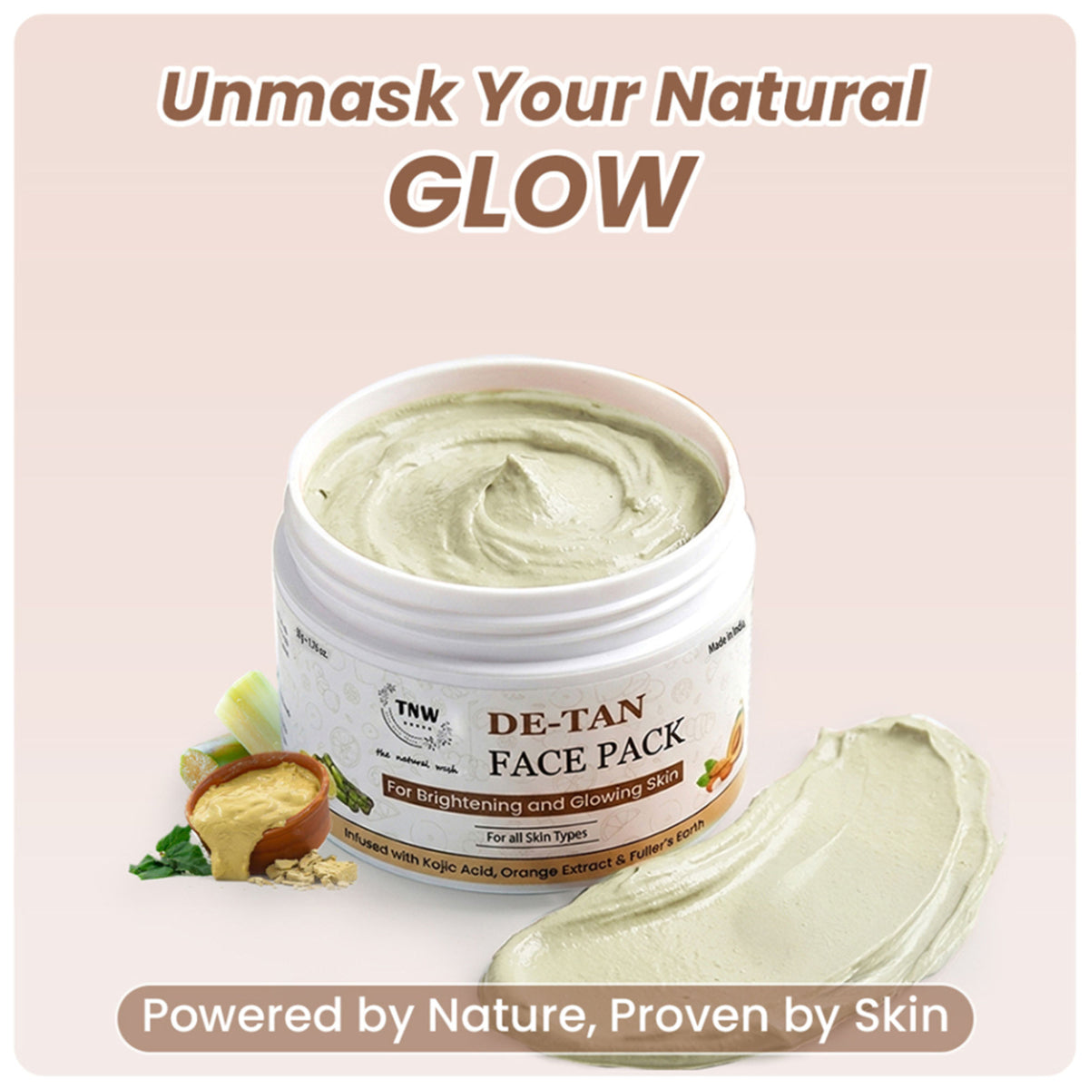 TNW The Natural Wash De-Tan Face Pack For Glowing Skin And Tan Removal With Orange Extract