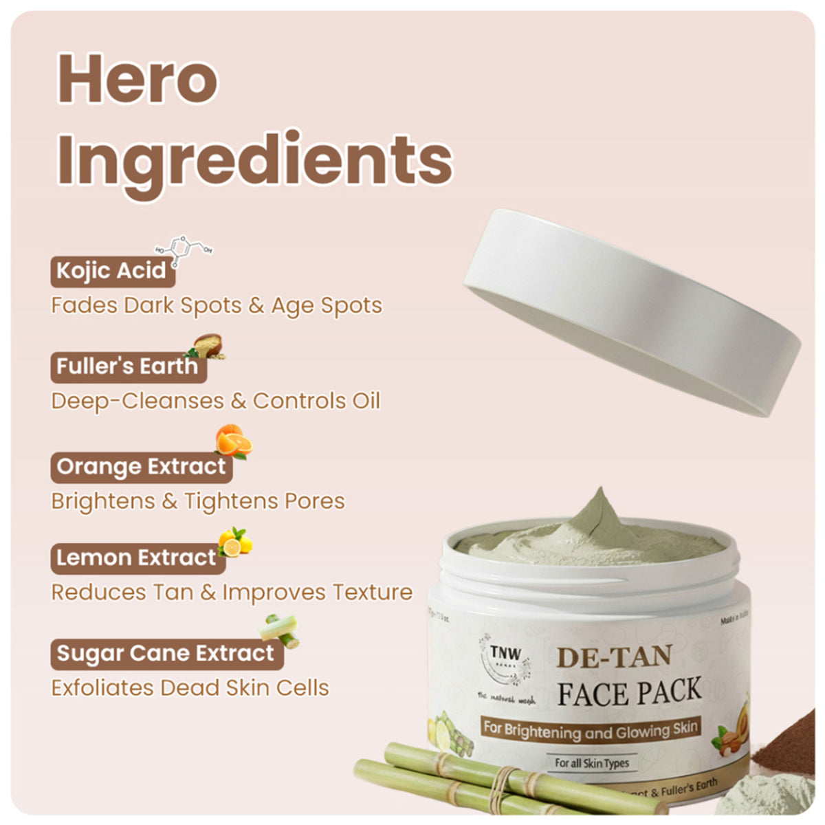 TNW The Natural Wash De-Tan Face Pack For Glowing Skin And Tan Removal With Orange Extract