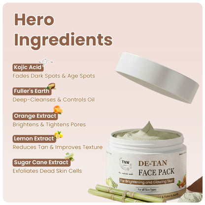 TNW The Natural Wash De-Tan Face Pack For Glowing Skin And Tan Removal With Orange Extract