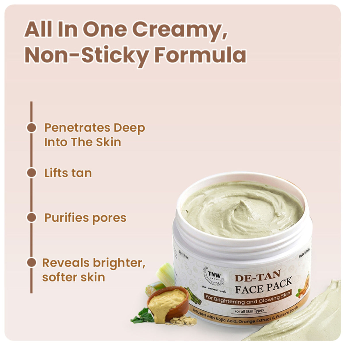 TNW The Natural Wash De-Tan Face Pack For Glowing Skin And Tan Removal With Orange Extract