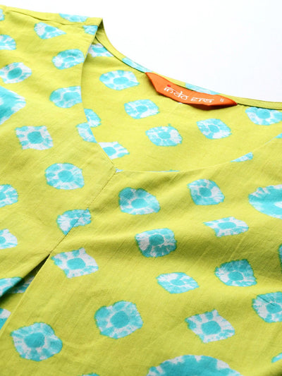 Indyancart IE Bandhani Printed Pure Cotton Kurta with Trousers