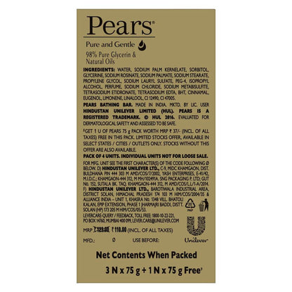 Pears Pure & Gentle Bathing Bar (Pack Of 4)
